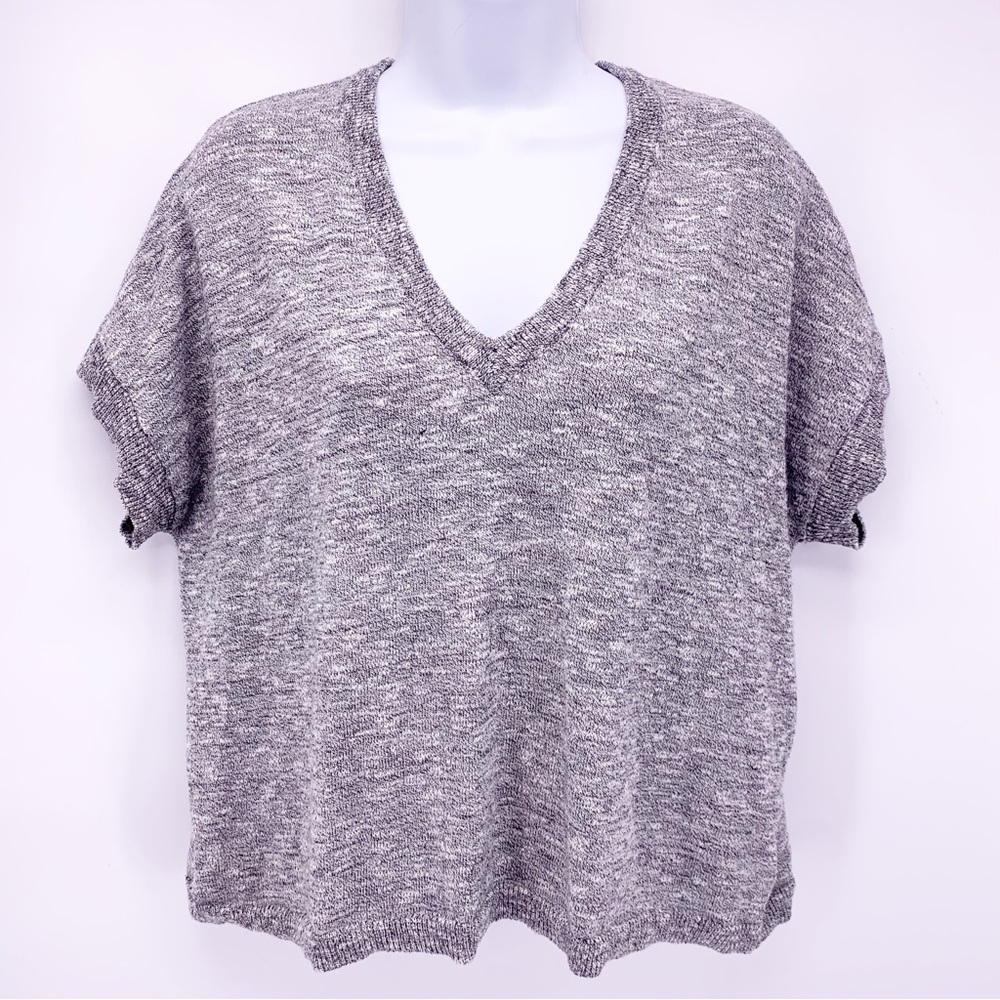Madewell Gray Short Sleeve Knit Sweater Top Size Small
